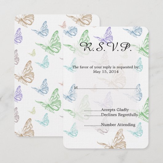 Pastel Butterflies Wedding RSVP (Vorne/Hinten)