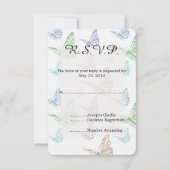 Pastel Butterflies Wedding RSVP Karte (Vorderseite)