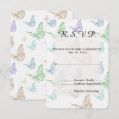 Pastel Butterflies Wedding RSVP Karte (Vorne/Hinten)