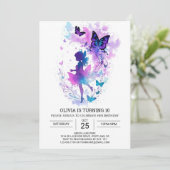 Pastel Butterfly Fairy Birthday Einladung (Stehend Vorderseite)