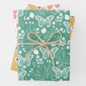 Pastel Butterfly Gelbe Blumen Geschenkpapier Set (Beispiel)
