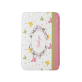 Pastel Butterfly Muster mit Blume und Name Bat Badematte (Vorderseite Vertikal)