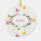Pastel Butterfly Muster mit Name Jahr Weihnachten Keramik Ornament (Vorne)