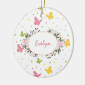 Pastel Butterfly Muster mit Name Jahr Weihnachten Keramik Ornament (Links)