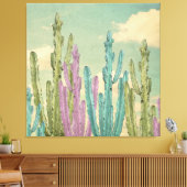 Pastel Cactus against clouded sky Collage Leinwanddruck (Insitu (Wohnzimmer))