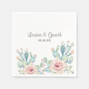 Pastel Cactus Blume Wedding Personalisiert Serviette