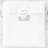 Pastel Cactus Blume Wedding Quadratischer Aufkleber (Tasche)