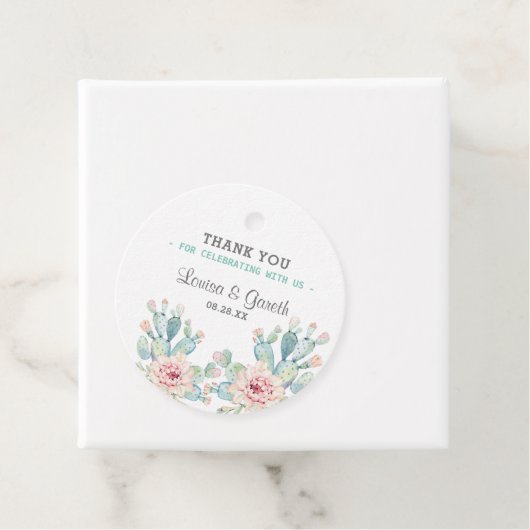 Pastel Cactus Blume Wedding Vielen Dank Geschenkanhänger (Beispiel)