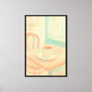 Pastel Café Zeichnend Kaffee Leinwanddruck