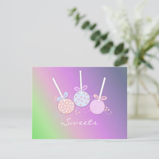 Pastel Cake Pops Postkarte (Stehend Vorderseite)