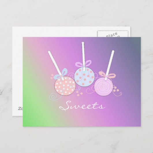 Pastel Cake Pops Postkarte (Vorne/Hinten)