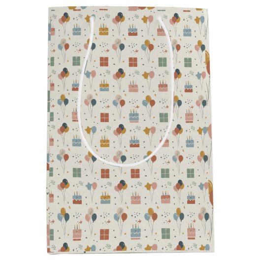 Pastel Cakes, Balloons & Confetti Scandi Mittlere Geschenktüte (Vorderseite)