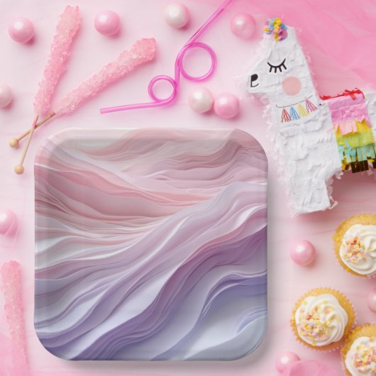Pastel Calming Wave Muster Pappteller (Party)