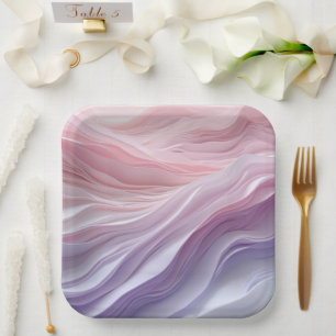 Pastel Calming Wave Muster Pappteller