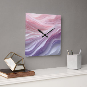 Pastel Calming Wave Muster Quadratische Wanduhr