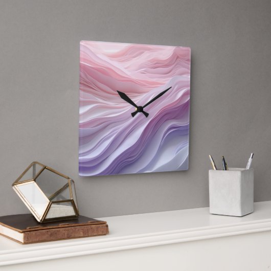 Pastel Calming Wave Muster Quadratische Wanduhr (Büro)