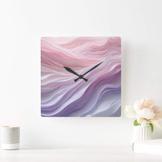 Pastel Calming Wave Muster Quadratische Wanduhr (Zuhause)