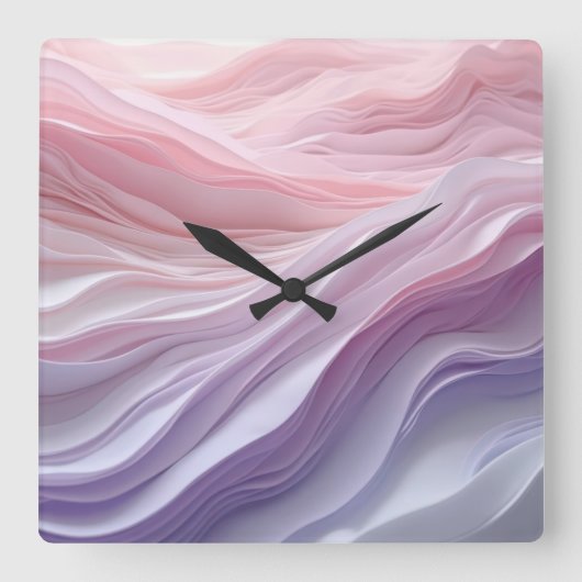 Pastel Calming Wave Muster Quadratische Wanduhr (Vorderseite)