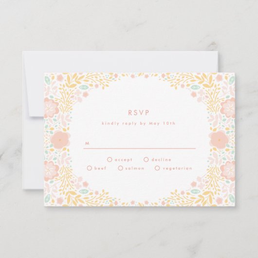 Pastel Candy Floral Wedding RSVP Card Karte (Vorderseite)