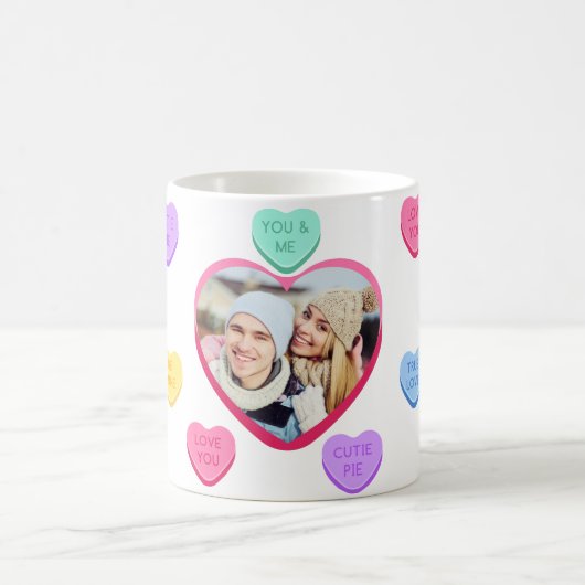 Pastel Candy Hearts Foto Tasse (Mittel)