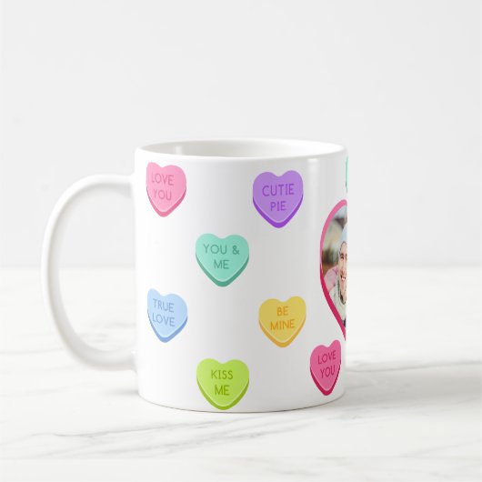 Pastel Candy Hearts Foto Tasse (Links)