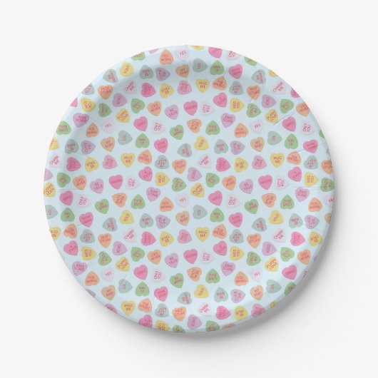 Pastel Candy Hearts Paper Tellers - Niedlich Valen Pappteller (Vorderseite)