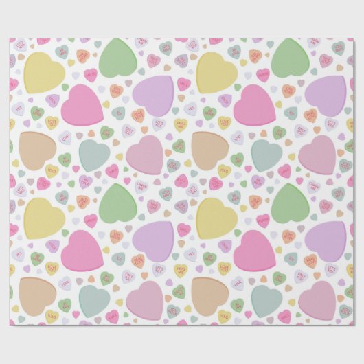 Pastel Candy Hearts Valentinstag Packpapier (Flach)