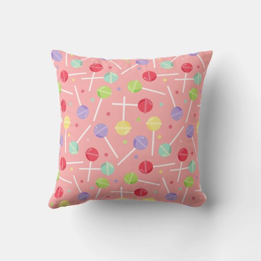 Pastel Candy Lollipop Patterned Pink Kissen (Rückseite)