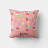 Pastel Candy Lollipop Patterned Pink Kissen (Vorderseite)