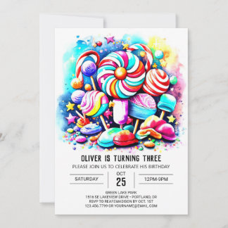 Pastel Candy Printable Geburtstag Einladung