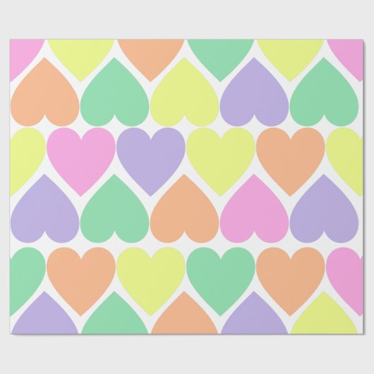 Pastel Candy Valentine Hearts Gift Wrap Paper Geschenkpapier (Flach)