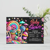 Pastel Candyland Baby Shower Einladung (Stehend Vorderseite)