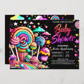 Pastel Candyland Baby Shower Einladung (Vorne/Hinten)