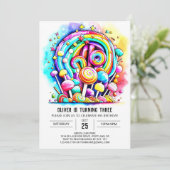 Pastel Candyland Printable Birthday Einladung (Stehend Vorderseite)