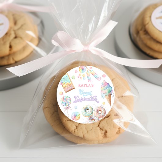 Pastel Candyland Sweet Celebration Birthday Party Runder Aufkleber