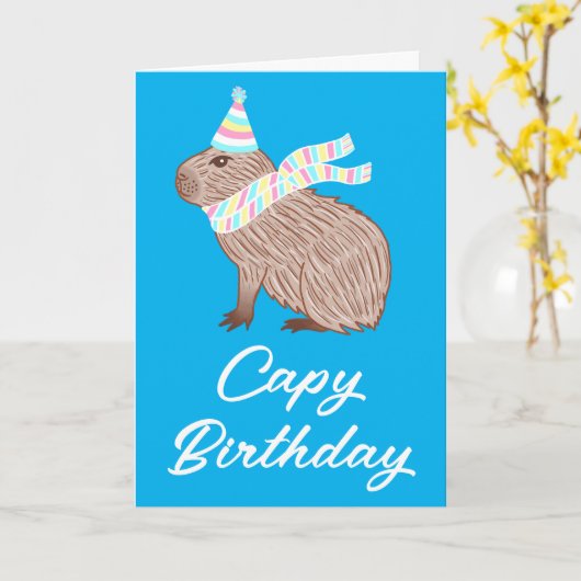 Pastel Capy Birthday Funny Capybara Lover Karte (Gelbe Blume)