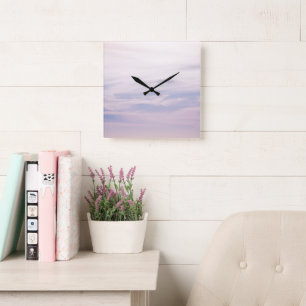 Pastel Caribbean Sunset Sky 2 #clouds #art Quadratische Wanduhr