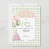 Pastel Carnival Birthday | Vintage | Gingham Einladung (Vorderseite)