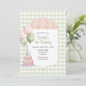 Pastel Carnival Birthday | Vintage | Gingham Einladung (Stehend Vorderseite)