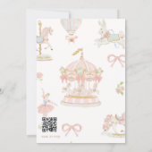 Pastel Carousel Baby Shower with rsvp QR code Einladung (Rückseite)