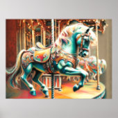 Pastel Carousel Horse Merry Go Runde Poster (Vorne)