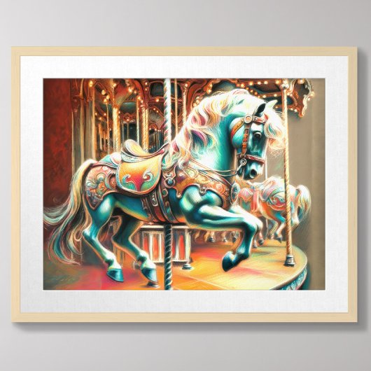 Pastel Carousel Horse Merry Go Runde Poster