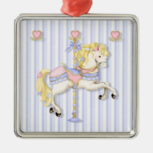 Pastel Carousel Pony Silbernes Ornament