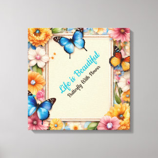 Pastel Cartoon Butterflies Canvas Poster – Cute Leinwanddruck