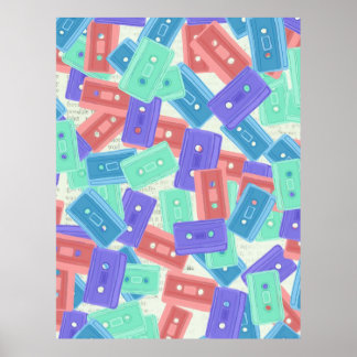 Pastel Cassette Tapes - ästhetische Musik der 90er Poster