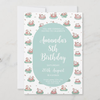 Pastel Cat Birthday Einladung - Niedliches Pool-Pa