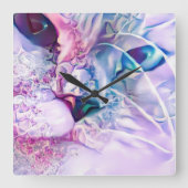 Pastel Cat Dreamscape Quadratische Wanduhr (Vorderseite)