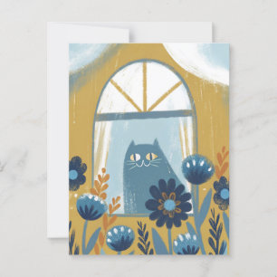 Pastel Cat moderne Volkskunst Postkarte