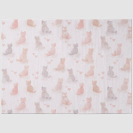 Pastel Cats and Hearts Tissue Paper Seidenpapier