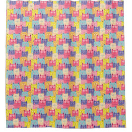 Pastel Cats Kunstduschvorhänge - Powroom Gift Duschvorhang